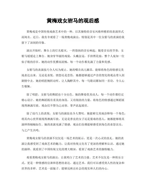 黄梅戏女驸马的观后感