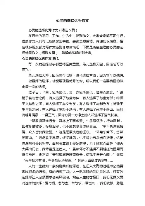 心灵的选择优秀作文