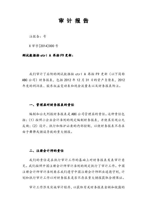 小企业会计准则模板
