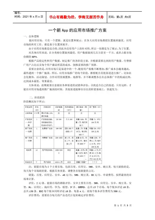 一个新App的应用市场推广方案(DOC5页)