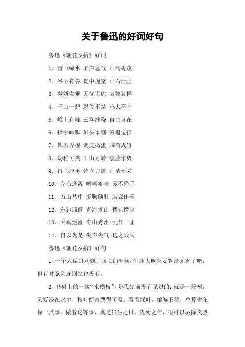 关于鲁迅的好词好句