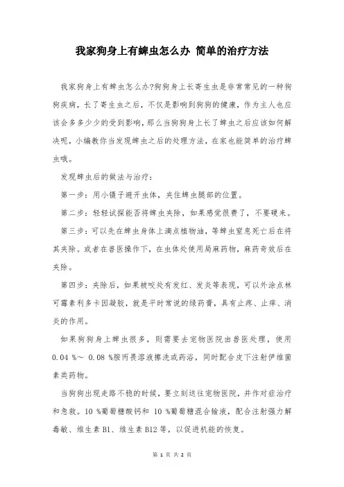 我家狗身上有蜱虫怎么办 简单的治疗方法