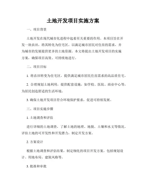 土地开发项目实施方案