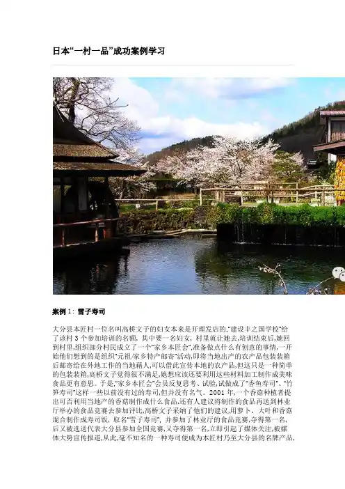 日本“一村一品”成功案例学习