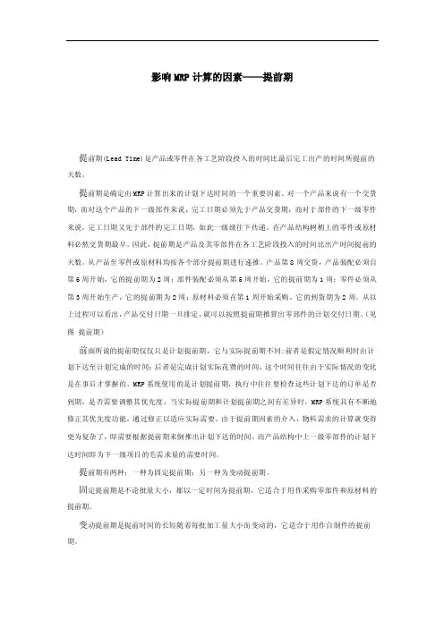 影响MRP计算的因素——提前期