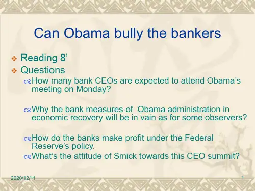 CanObamaBullytheBankers-新闻英语之政要名人PPT教学课件
