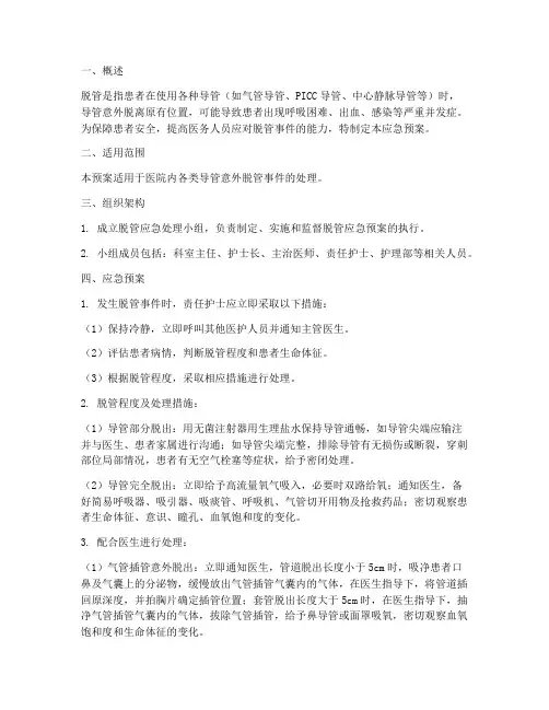 脱管应急预案