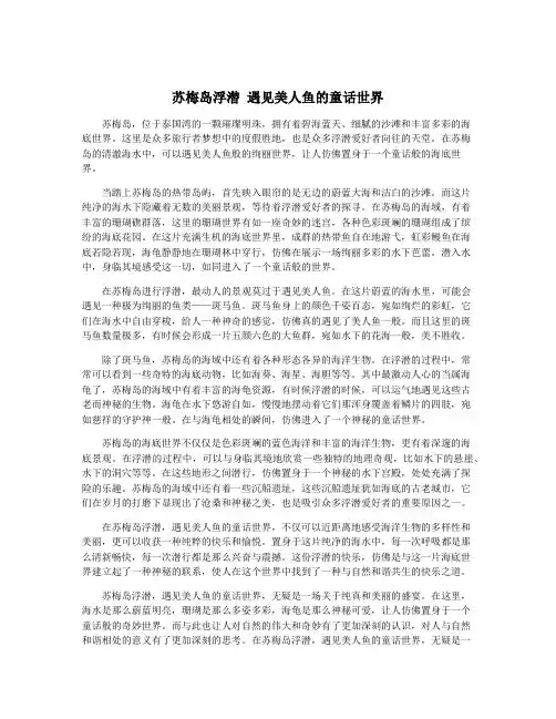 苏梅岛浮潜 遇见美人鱼的童话世界