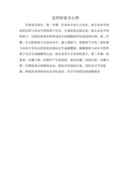 盐的制备及心得