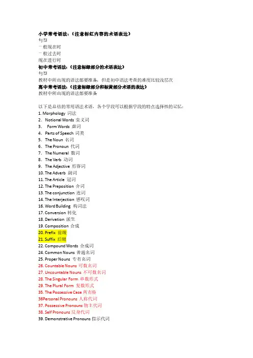 初中英语教师资格证 英语语法术语表达