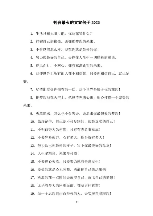 抖音最火的文案句子2023