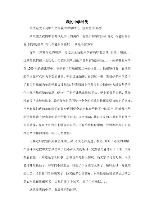 我的中学时代_初中作文