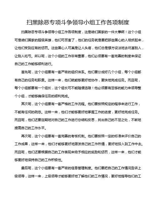扫黑除恶专项斗争领导小组工作各项制度