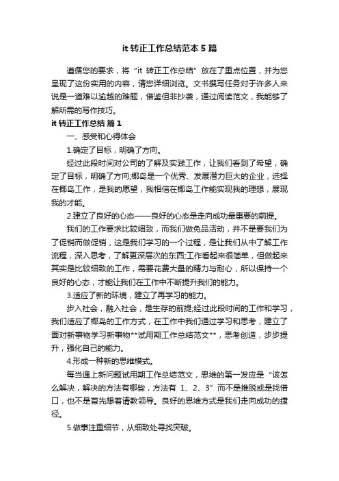 it转正工作总结范本5篇