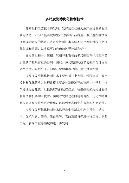 多尺度发酵优化控制技术