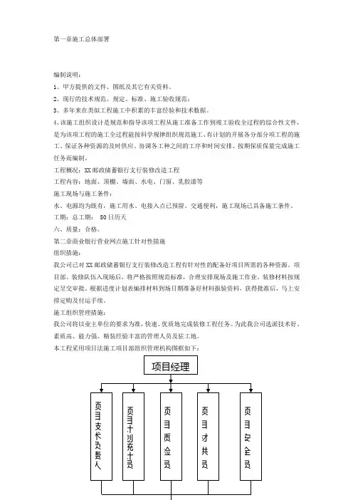 邮政储蓄银行支行装修改造工施工组织设计