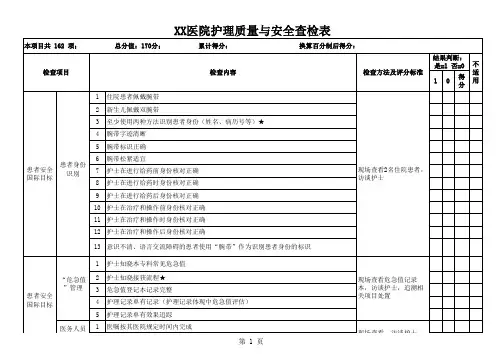 护理质量与安全查检表
