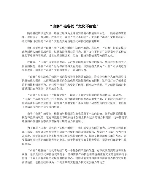 “山寨”硅谷的“文化不耐症”