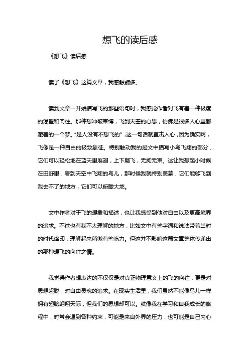 想飞的读后感