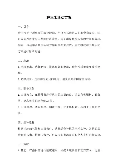 种玉米活动方案