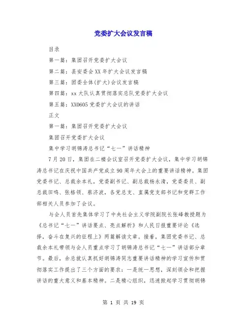 党委扩大会议发言稿(多篇)