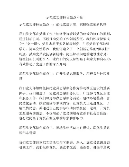 示范党支部特色亮点4篇