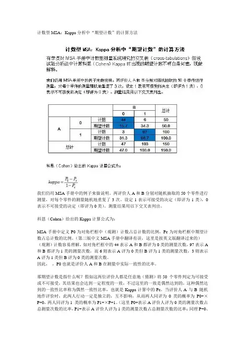 计数型MSA：Kappa分析中“期望计数”的计算方法