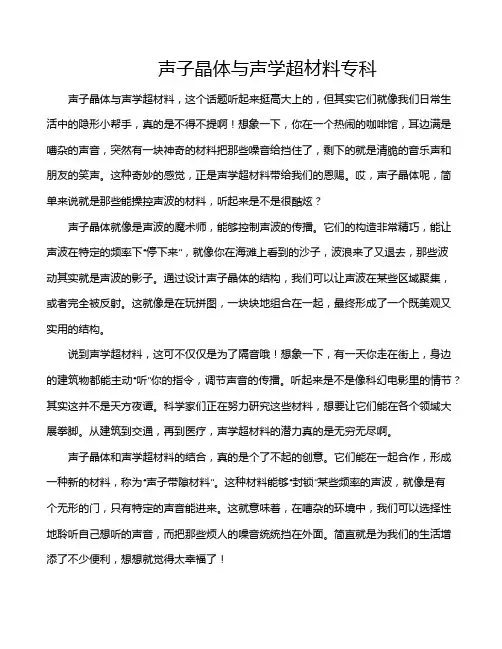 声子晶体与声学超材料专科
