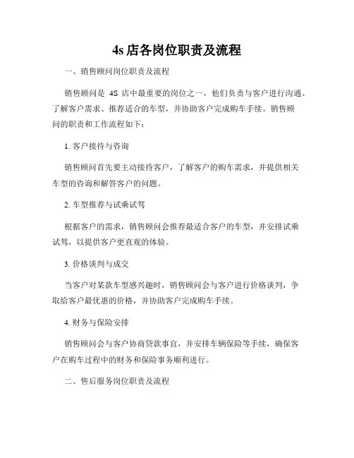 4s店各岗位职责及流程
