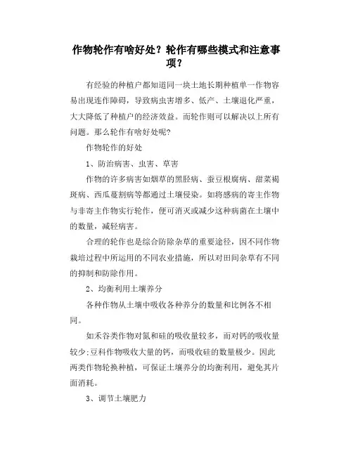 作物轮作有啥好处？轮作有哪些模式和注意事项？