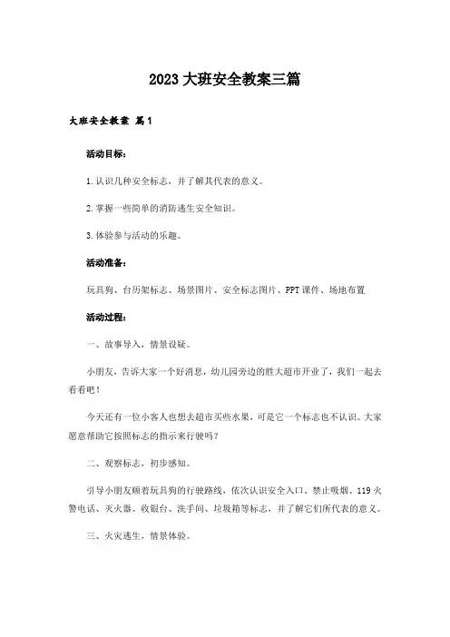 2023大班安全教案三篇