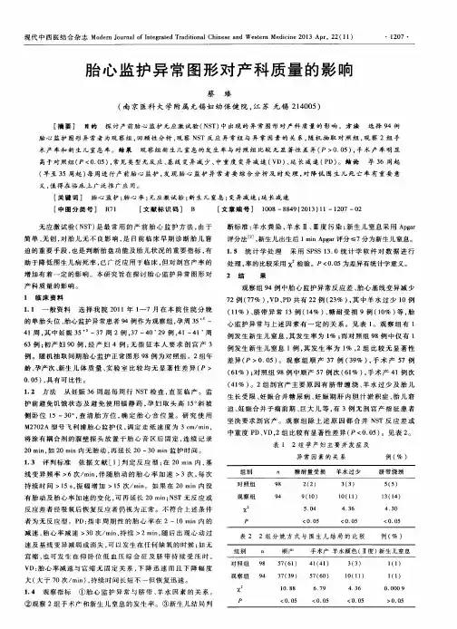 胎心监护异常图形对产科质量的影响