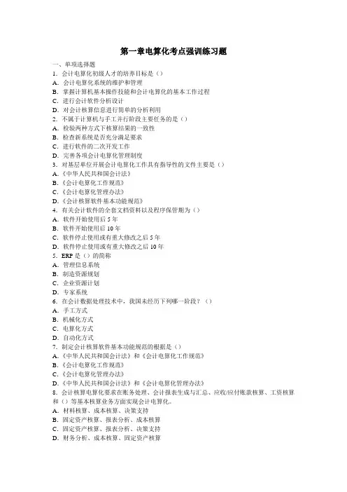 第一章--电算化考点强训练习题及答案