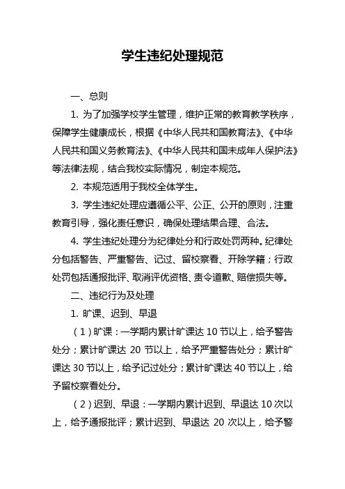 学生违纪处理规范