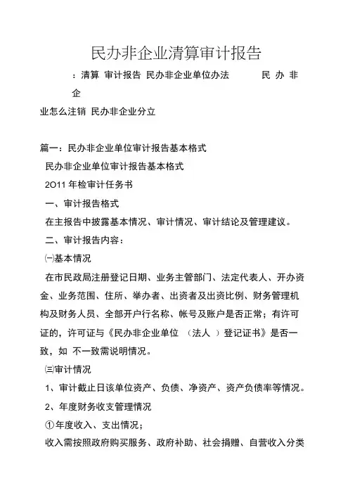 民办非企业清算审计报告