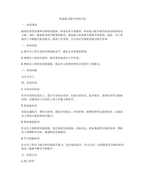 职业能力提升培训计划