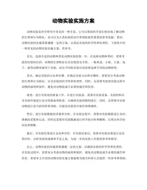 动物实验实施方案