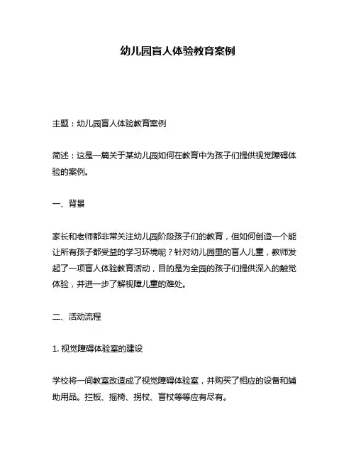 幼儿园盲人体验教育案例