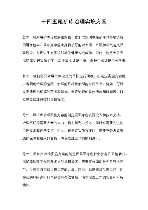十四五尾矿库治理实施方案