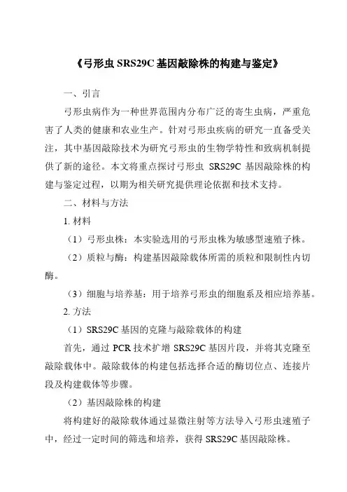 《弓形虫SRS29C基因敲除株的构建与鉴定》