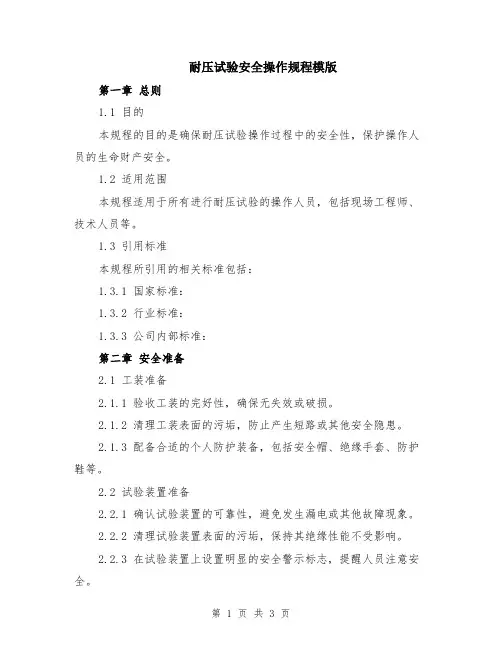耐压试验安全操作规程模版