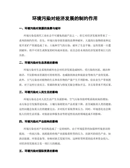 环境污染对经济发展的制约作用