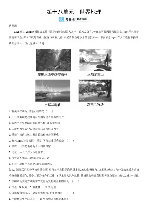 第十八单元 世界地理(地理)新高考版 试题