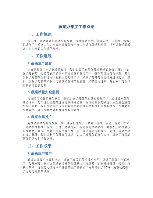 蔬菜办年度工作总结