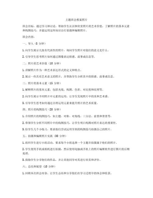 主题班会教案照片