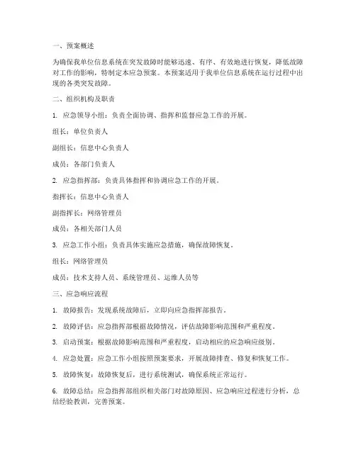 系统突发故障应急预案