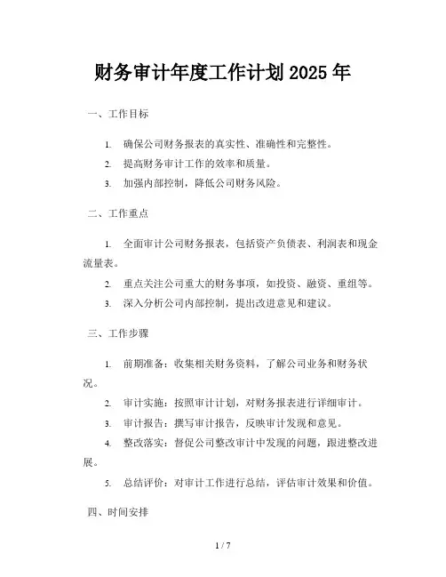 财务审计年度工作计划2025年