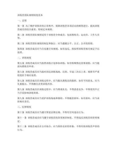 训练营团队规则制度范本