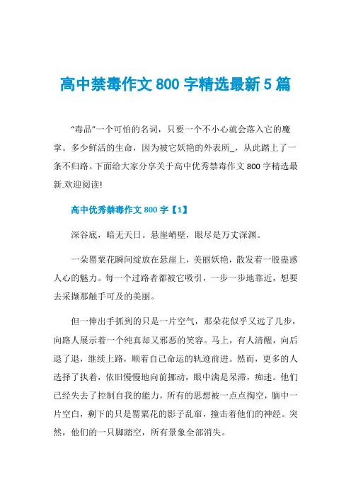 高中禁毒作文800字精选最新5篇