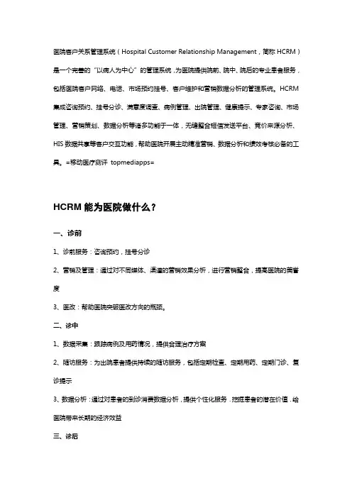 医院患者管理软件HCRM